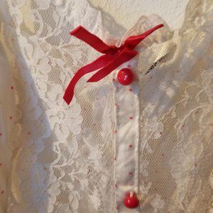 Jaclyn Smith Pink Dot White Nightie L
